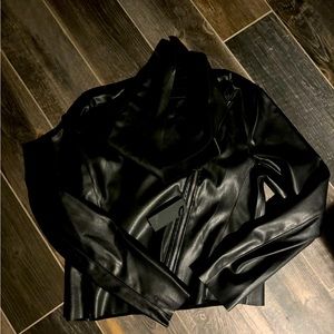 Blank NYC black asymmetrical zip faux leather jacket
